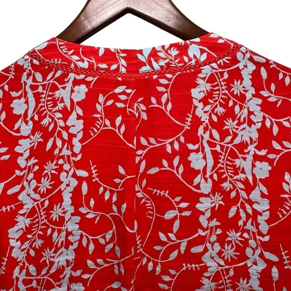 TANYA TAYLOR Red Printed Silk Mini Ruffle Dress Short Sleeve Coastal Chic Size 2 - Picture 4 of 7